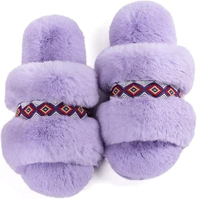Amazon.com | RockDove Women's Arizona Fluff Memory Foam Slide Slipper | Slippers