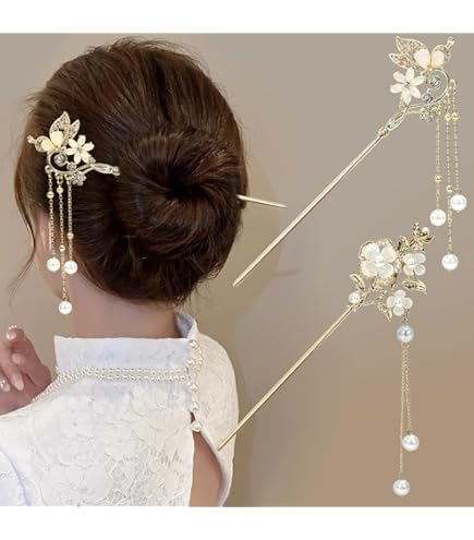 Hairpin Hair Clasp Sticks Pearl Shell Crystal Tassel Wedding Long Hair Accessory Amazon.com : Yuri Hairpin Hair Clasp Sticks Picks Pearl  main image 3