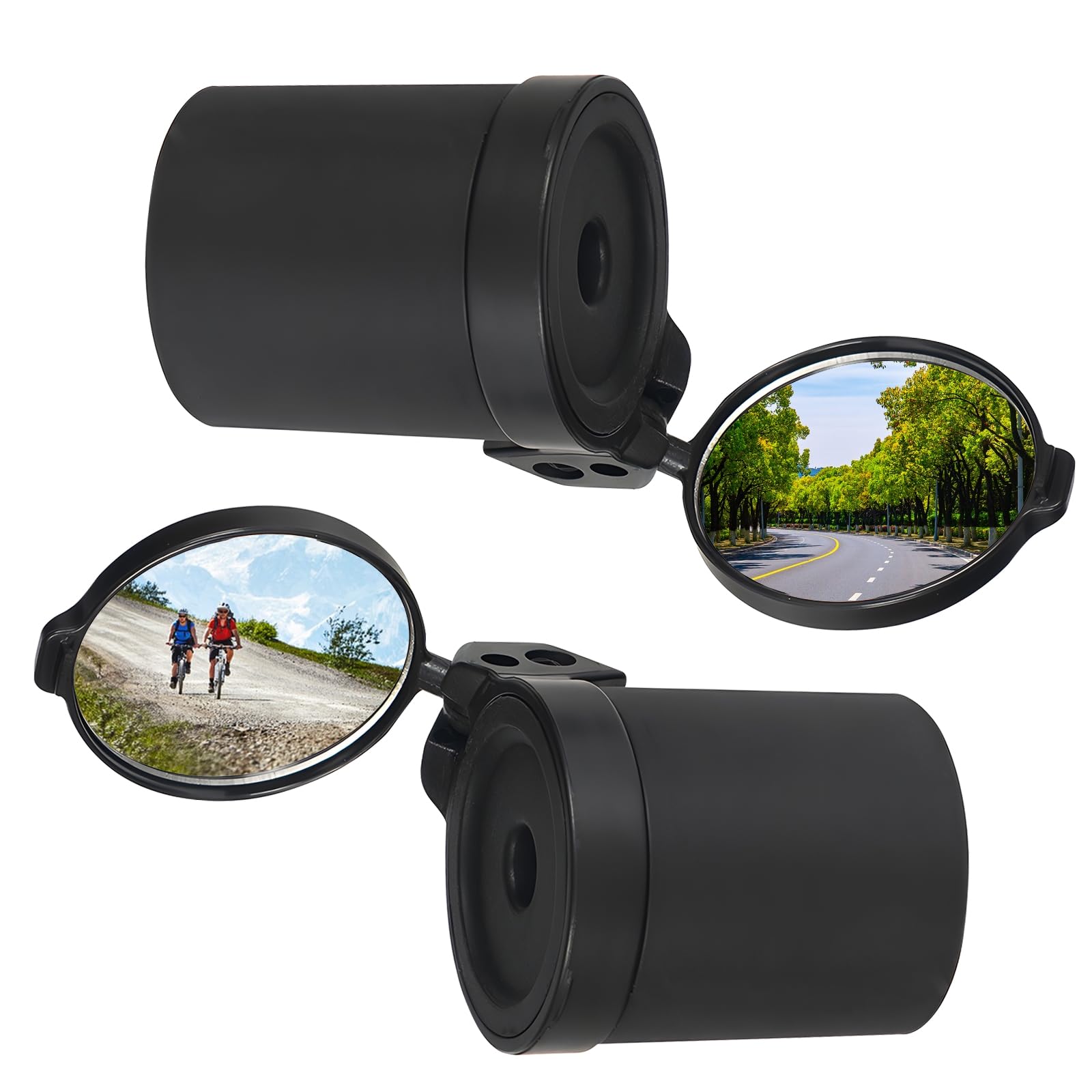 2 Pcs Bar End Bike Mirrors, Universal 360° Rotatable Foldable Bicycle Mirrors for Handlebars, Bicycle Mirror for Handlebars for Mountain Road Bike, Bar Calibre 32-36mm, Mirror Diameter 36mm