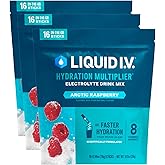 Liquid I.V. Hydration Electrolytes, Arctic Raspberry, 48 Count | Scientifically Formulated | Clinically Proven Hydration | No Artificial Sweeteners | Non-GMO | Vegan | Powder Drink Mix