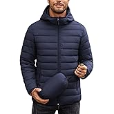 COOFANDY Mens Packable Puffer Jacket Lightweight Hooded Insulated Winter Coat Windproof Zipper Down Jacket