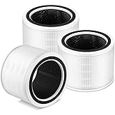 3 Pack Core 200S Replacement Filter, Compatible with LEVOIT Core 200S Core 200S-P Smart WiFi Air Purifier, Compare Part# Core 200S-RF, Core 200S-P, White