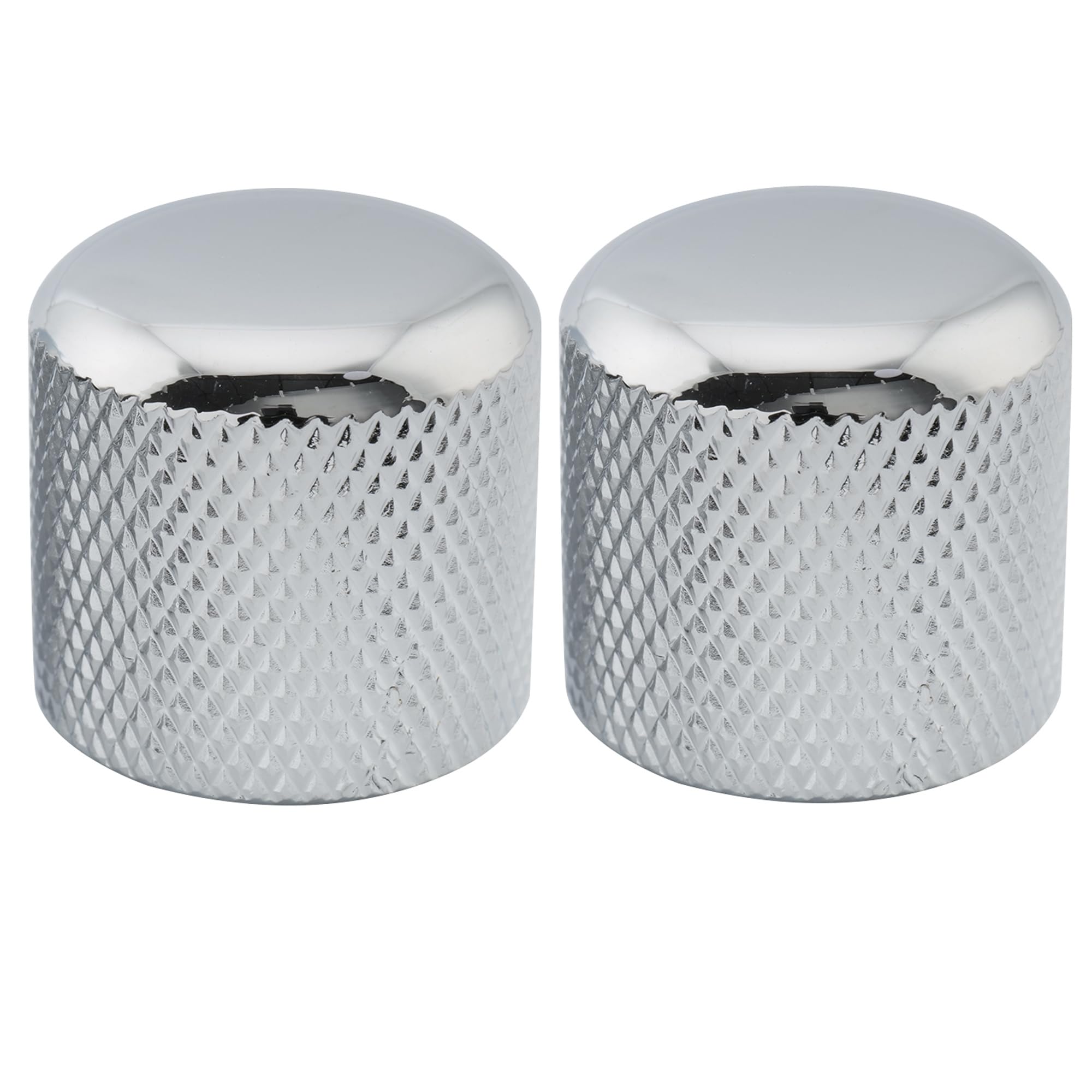 Musiclily Pro Inch Fine 24 Splines Steel Dome Knobs Push-on Control Knob 19mm for USA Electric Guitar or Bass, Chrome (Set of 2)