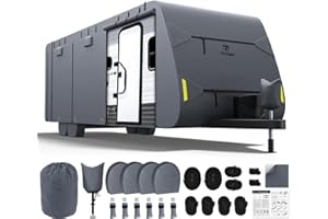 Fonzier Extra Thick 7 Layers Travel Trailer RV Cover, Anti-UV, Weatherproof, Rip-Stop, Utility Heavy Duty RV Cover 28'7"-31'6"