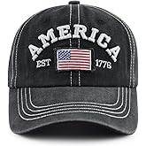XacaYuerp America Flag EST 1776 Hat for Men Women, Funny Adjustable Cotton Embroidered USA Flag Patriotic Baseball Cap