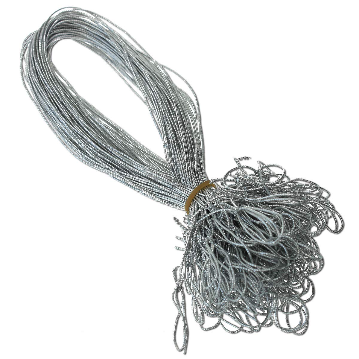 Pack of 100 Decorative Elastic Bands, Silver, for Attaching Folded Cards & Inserts