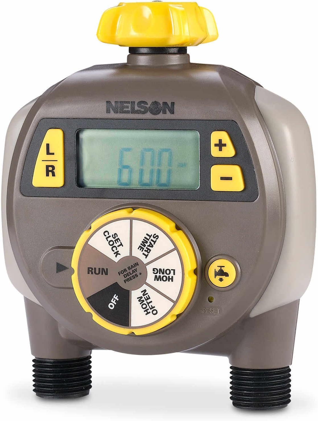 Nelson 56612 Dual Outlet Electric Water Timer with Large LCD Display, Multi : Watering Timers : Garden & Outdoor