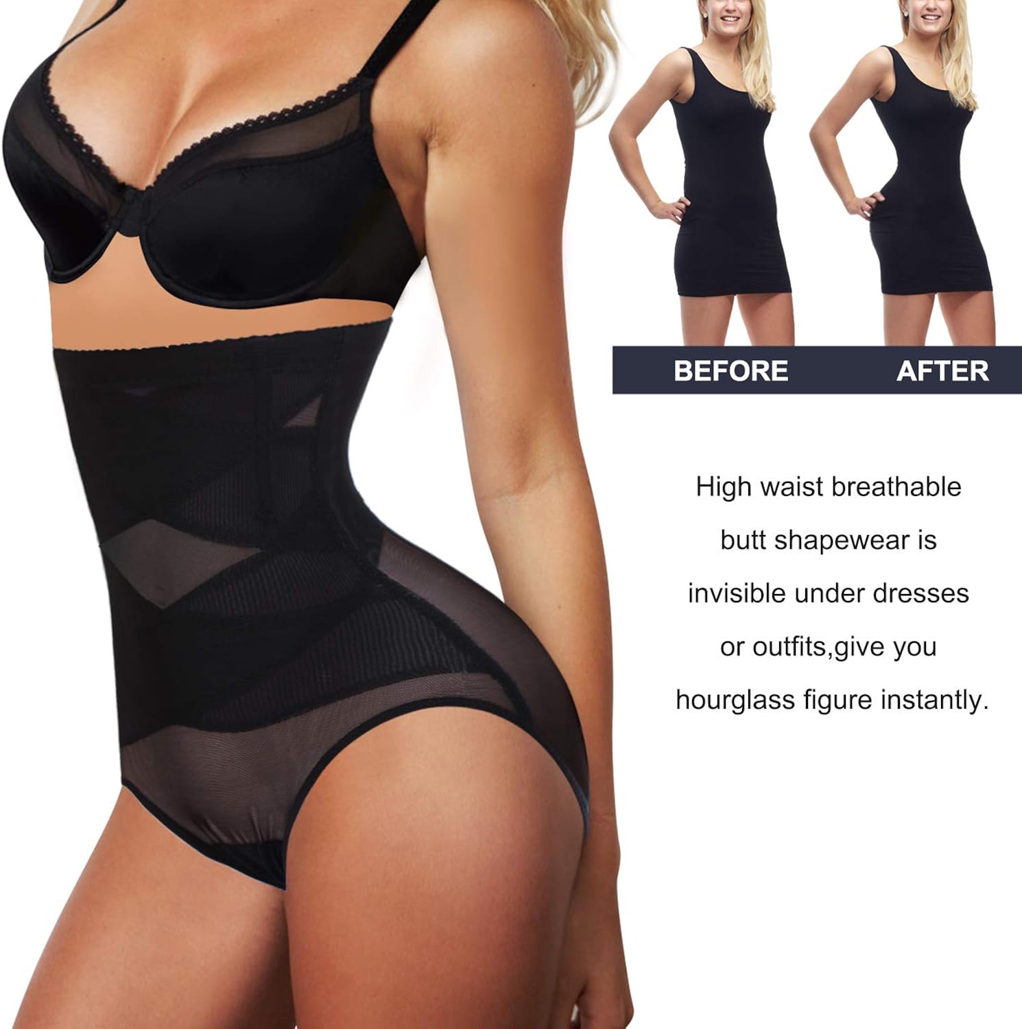 Nebility Women Butt Lifter Shapewear Hi-Waist Double Tummy Control Panty Waist Trainer Body Shaper at  Women’s Clothing store