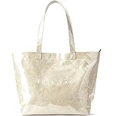 KALIDI PVC Zipper Tote Bag, Jelly Kraft Paper Beach Bag Large Hobo Carry All Travel Shopping Handbag Plastic Shoulder Bag