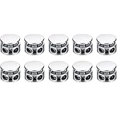 uxcell 10Pcs Double Hole Cord Locks, 4mm Round Metal Spring Toggle Stopper Clip for Shoelaces Drawstrings Paracord, Pearl Nickel
