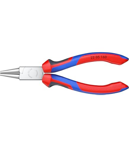 KNIPEX Round Nose Pliers, Multi-component Grips, Blue/Red - Needle