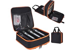 TEFGTER Microphone Case,Wireless Microphone Bag,Portable Storage Case,8 Slots Mic Carrying Box Bags-Travel Adjustable Foam Box,Fits Singing,Karaoke,Party(Bag Only)