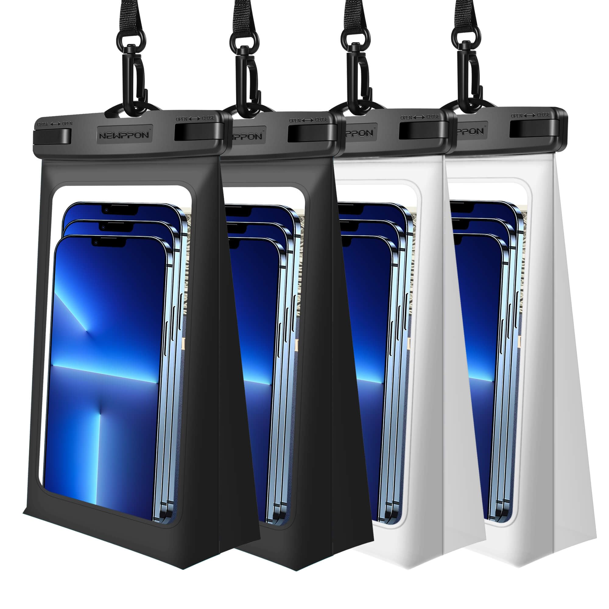 Newppon Large Waterproof Phone Pouch : 6 Pack Universal Water Proof Dry Bag - Underwater Cellphone Case Holder for iPhone 15 14 13 12 Pro Max Plus Samsung Galaxy Note S23 Ultra for Beach Swimming Pool