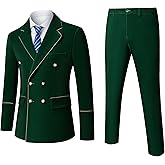 Dbutiy Men's Velvet Suit Slim Fit 2 Piece Set - Double Breasted Formal Tuxedo for Wedding, Prom, Party Includes Jacket & Pant