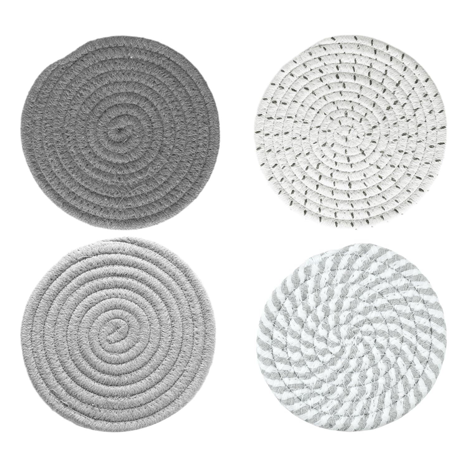 4 Piece Coasters, Cotton Thread Fabric Mat, Hot Pot Tray, Round Hot Pot Holder, Absorbent Hot Pot Holder, Round Table Mat, Handwoven Coaster