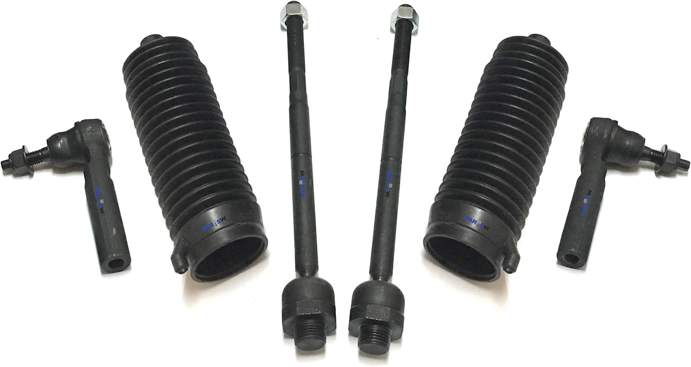 PartsW 6 Pc Suspension Kit for CADILLAC ESCALADE ESV/EXT CHEVROLET AVALANCHE CHEVROLET SILVERADO 1500 CHEVROLET TAHOE GMC SIERRA 1500 GMC YUKON Front Tie Rod Ends and Rack & Pinion Bellow Boots
