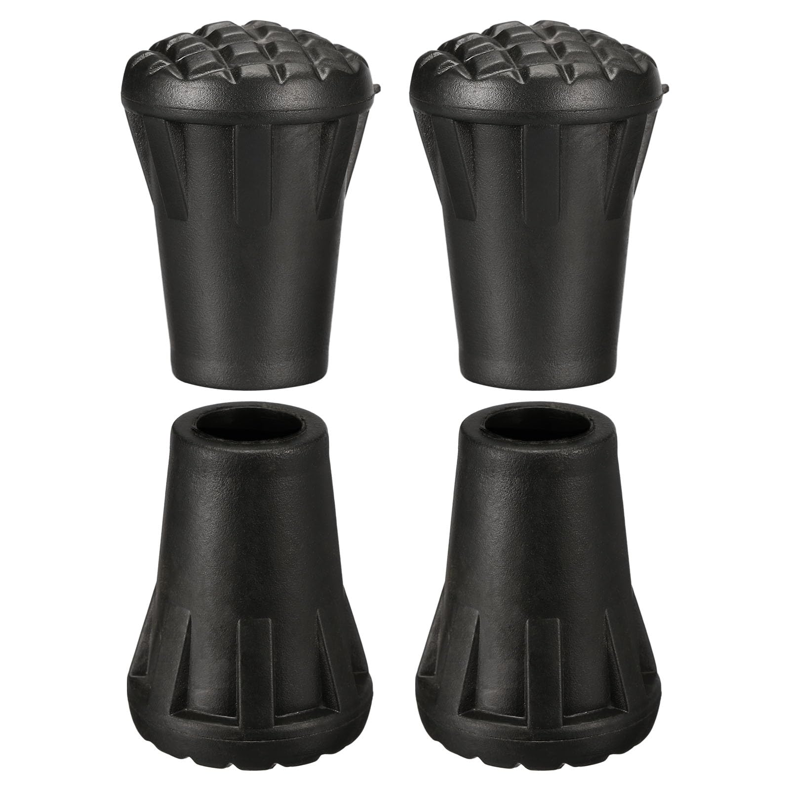 M METERXITY 4 Pack Trekking Pole Tips - Cane Replacement Caps Ends Tip Protector, Round Bottom Ski Stick Tips, Apply to Outdoor Hiking Poles (0.41 Inch ID, Black)