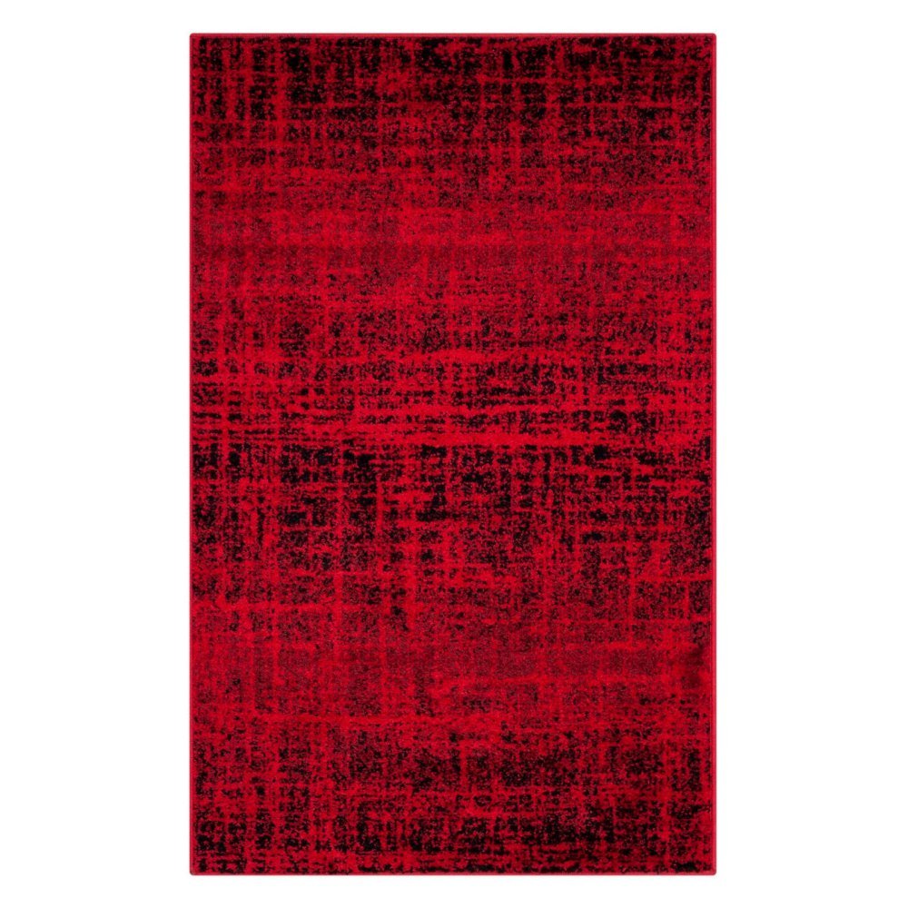 Safavieh Contemporary Rug for Living Room, Dining Room, Bedroom - Adirondack Collection, Short Pile, in Red and Black, 91 X 152 cm