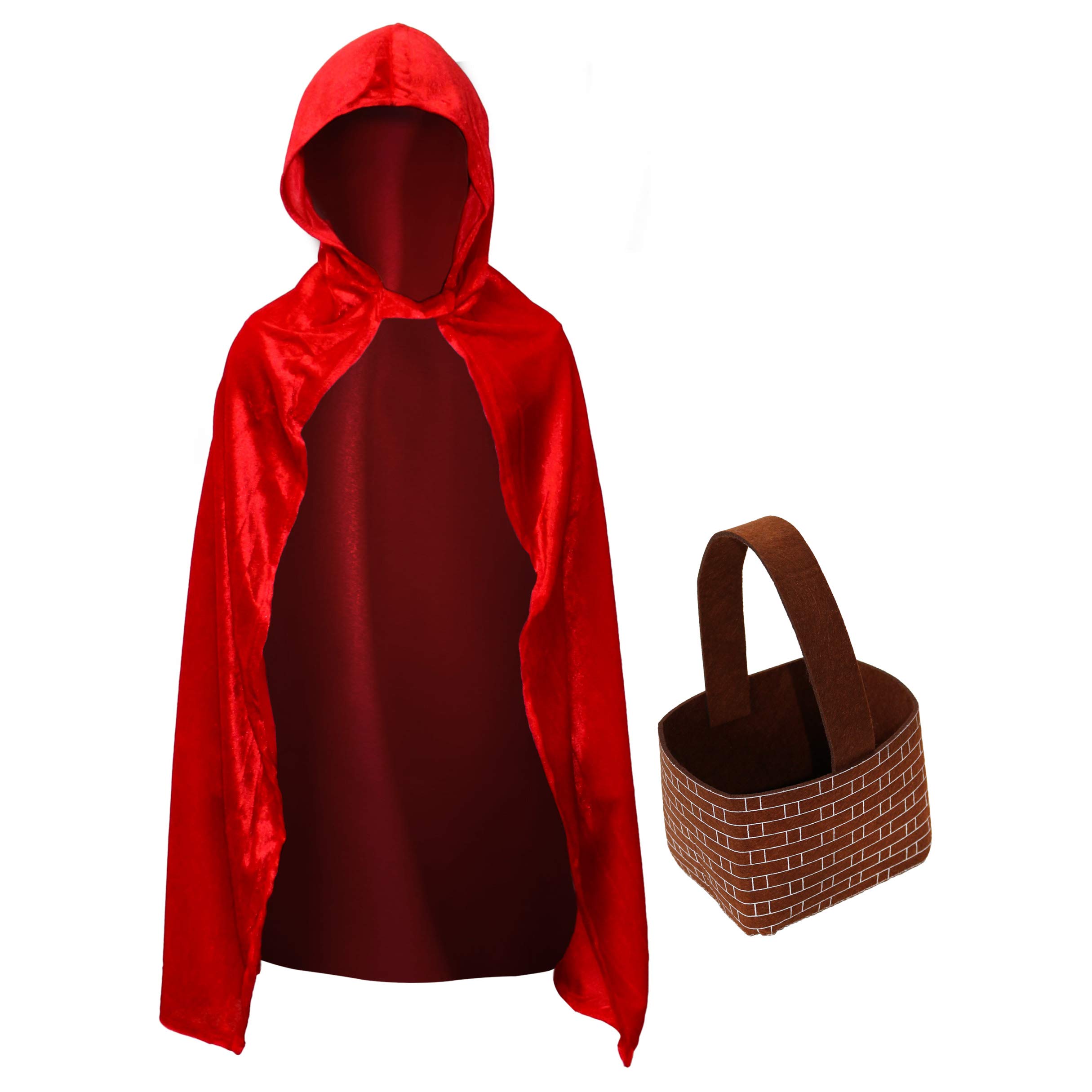 by Robelli Kids Red Velvet Fancy Dress Hooded Cape & Felt Basket Set