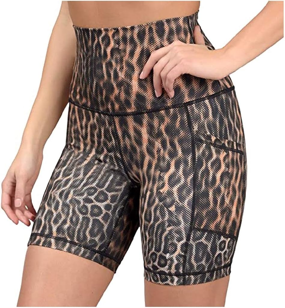 Womens Camouflage Leopard Print Hip Fitness Shorts Pocket