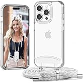 Lawonda for iPhone 13 Pro Case with Strap (Crossbody Adjustable Neck Lanyard) (Military Grade Drop Protection) Slim Translucent Matte Shockproof with Anti-Fingerprint Phone Case, Clear
