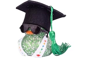 MuMyer Graduation Rubber Duck Car Ornaments, Color Duck Car Dashboard Decorations with Mini Sunglasses Graduate Hat and Sash for Graduation Gift(C4)