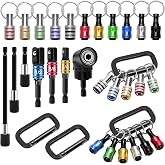 Anglekai Bit Holder Keychain, Drill Bit Holder Keychain for Impact Socket | 11P Bit Holder/ 3P Impact Drill Sockets Adapter/ 3P 1/4&rsquo;&rsquo; Quick Hex Shank/ 105&deg;Right Angle Driver with 1/4&rsquo;&rsquo;Hex Shank