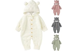Opewod Infant Knitted Sweater Romper Longsleeve Outfit Fleece Jumpsuit for Baby Boy Girl Clothes