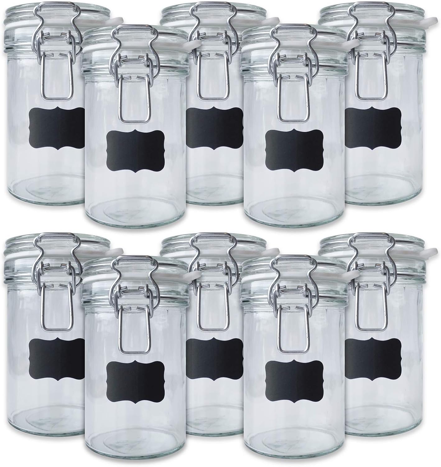 Creative Home 10 x 500ml Glass Jars with Clip Lids Storage Set, Clear, 500ml x 10 - Image 3