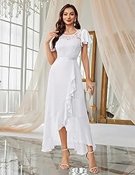 BeryLove Prom Dresses for Women Wedding Guest Ruffe