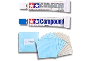 SOMEIE Tamiya Polishing Paste Fine Compound 87069＆Finishing Compound 87070＆Compound Applicator Cloths in Two Colors, 5 Sheets Each, Total 10 Sheets Set