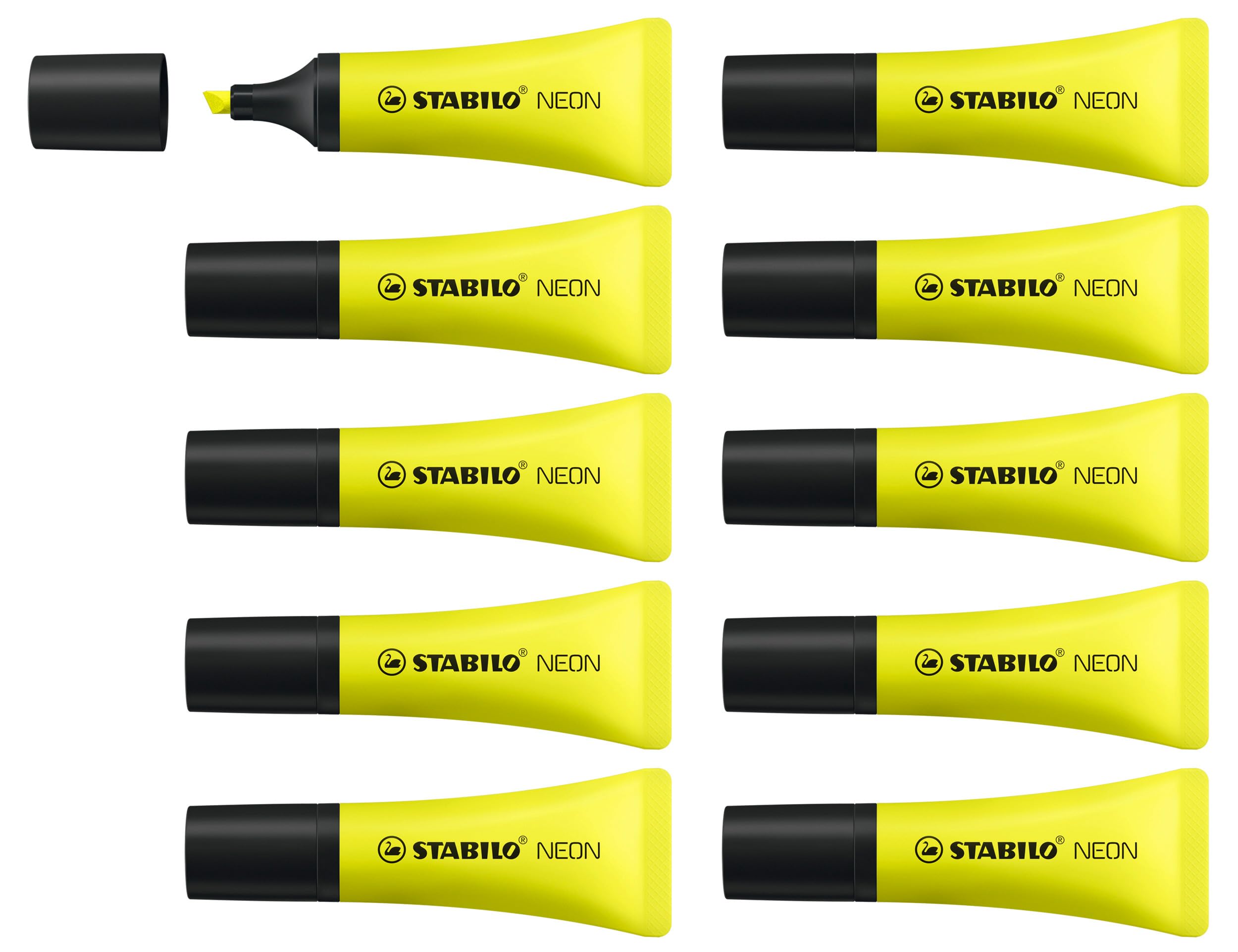 STABILO NEON - Highlighter - Pack of 10 - Yellow
