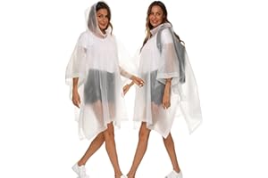 Borogo 2 Pack Rain Ponchos for Adults Reusable - Raincoats Survival Emergency Heavy Duty Rain Coat with Drawstring Hood