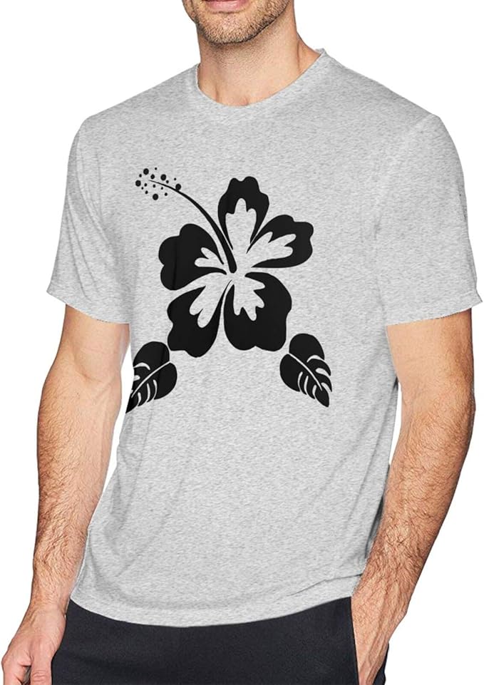 Black and White Flower Men's Basic Outdoor Casual Custom Short Sleeve T