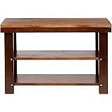 Amazon Basics Solid Pine Wood Entryway Shoe Rack Bench, Espresso, 10.4" D x 27.56" W x 17.72" H