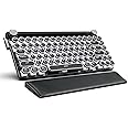 7KEYS Typewriter Keyboard Wireless Retro Style, Vintage Classical Round Keys Metal Mechanical Keyboard with Bluetooth5.0 and Wired for IPAD PC/Laptop Mac/Phone (Black Mini)