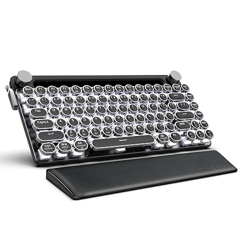 7KEYS Typewriter Keyboard Wireless Retro Style, Vintage Classical Round ...