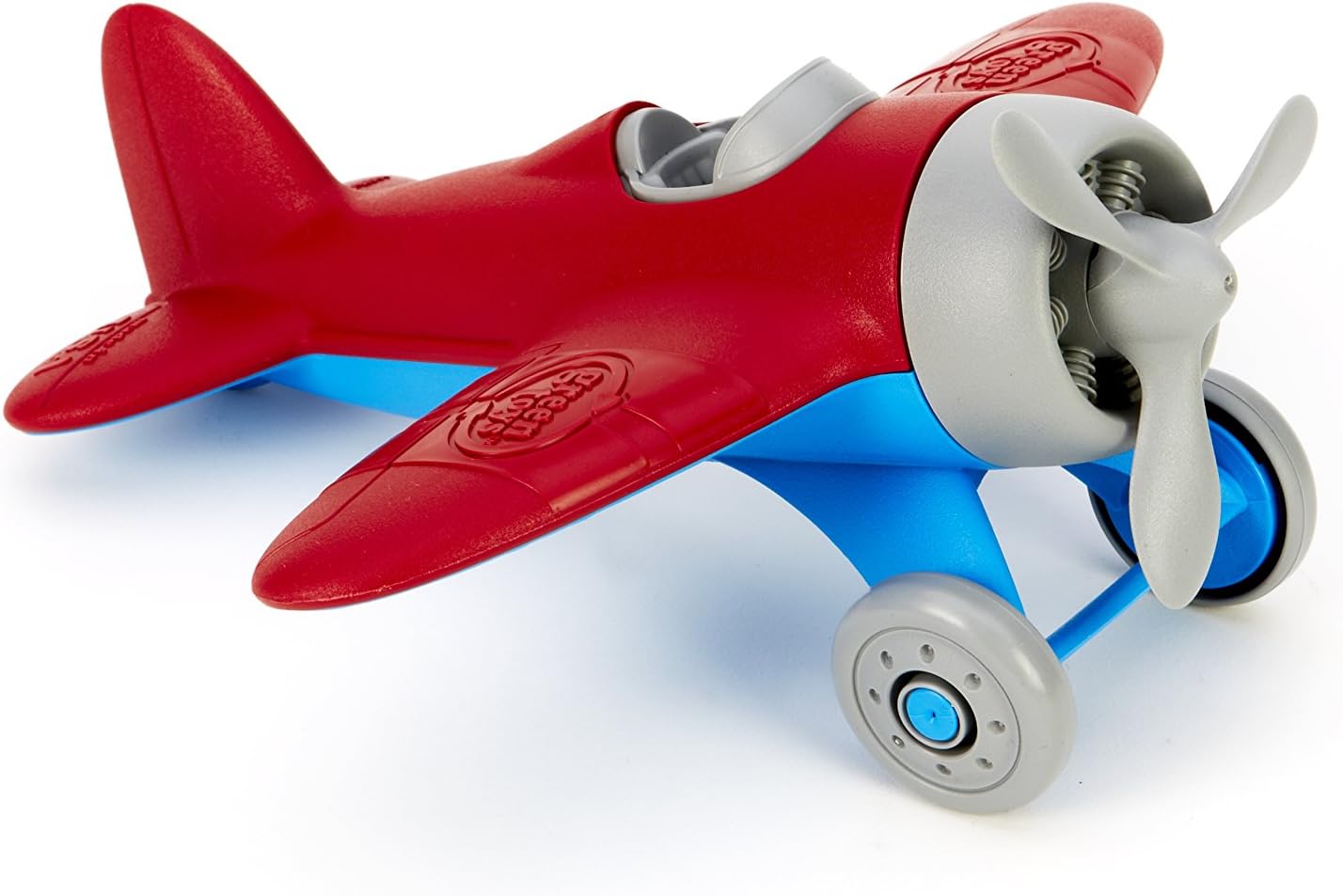 green toys airplane and board book