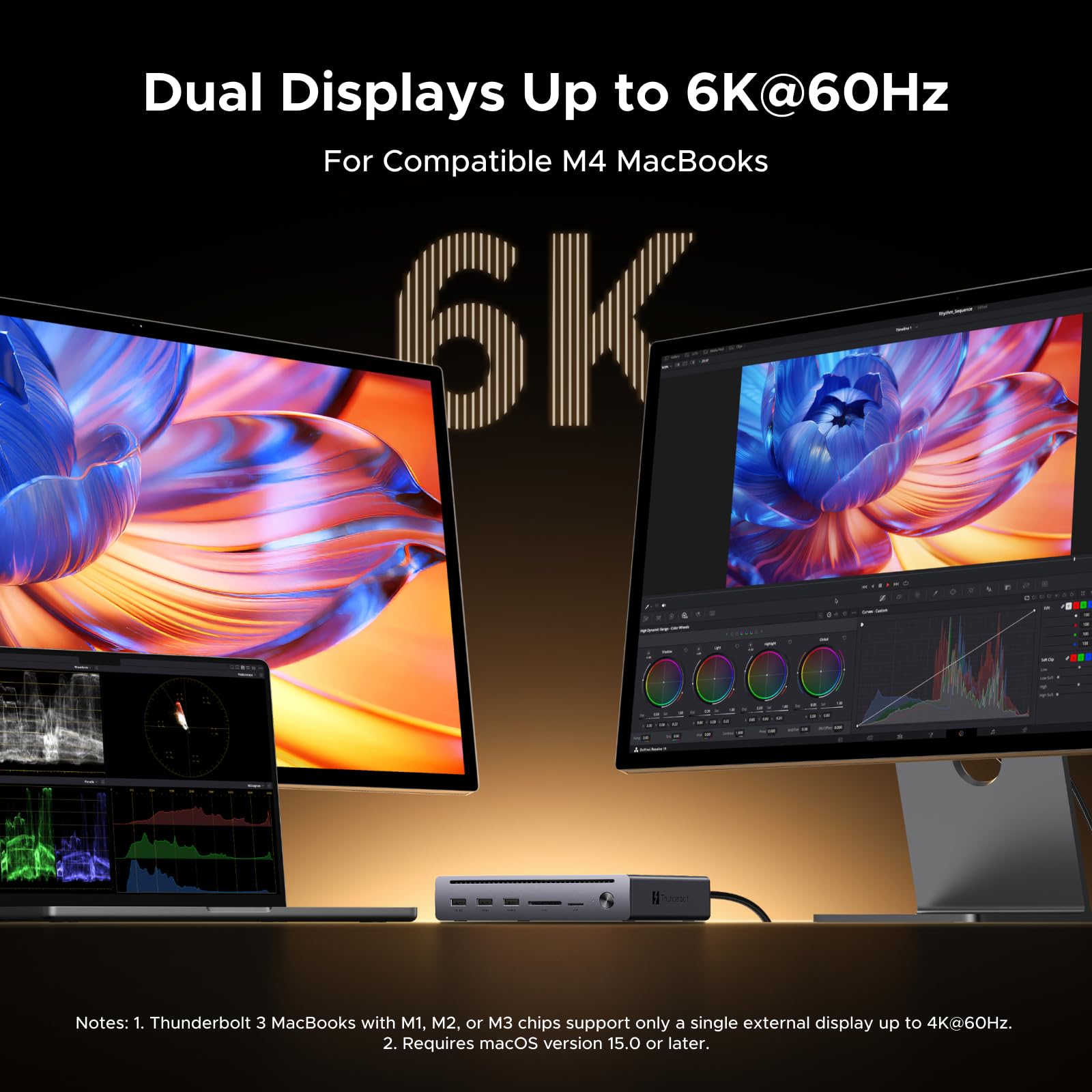 UGREEN Maxidok Thunderbolt 5 Docking Station, Revodok 10-in-1 TBT5 Dock, 120Gbps Datentransfer, Single 8K/Dual 6K@60Hz Display, 100W Aufladen, Ethernet für TBT5/4 MacBooks and Windows-Laptops 5