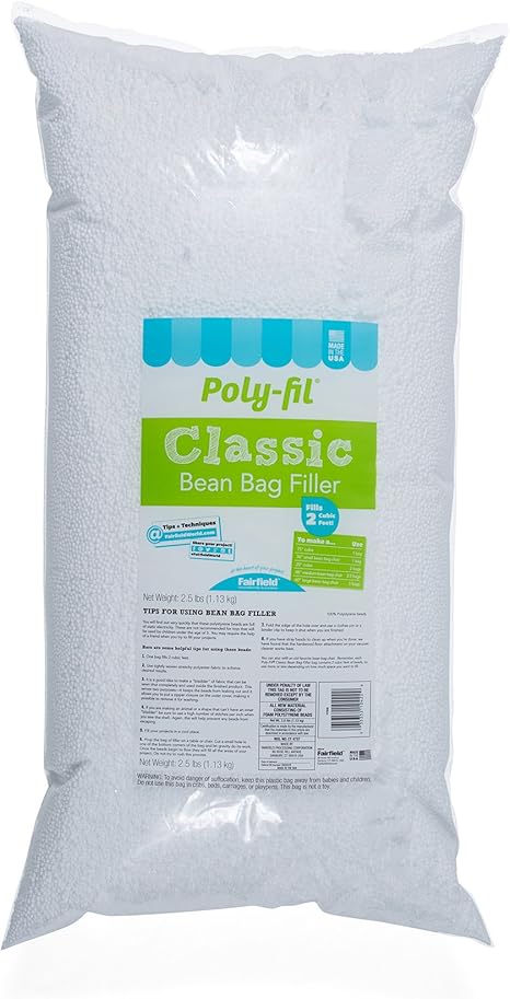 Amazon Com Fairfield Poly Fil Bean Bag Filler 2 5 Pound Refill Bag Fills 2 Cubic Feet Home Kitchen