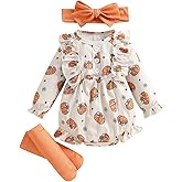 Rourufy Baby Girl Christmas Outfit Newborn Santa Tree Bubble Romper Long Sleeve Onesie Infant Cute Fall Winter Clothes