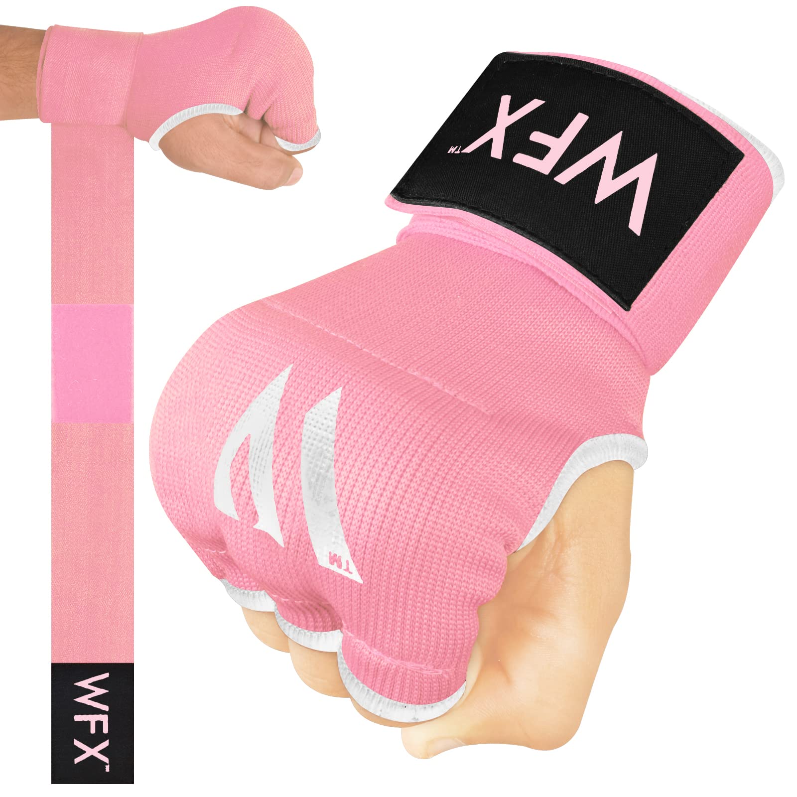 Boxing Hand Wraps Punch Bag Men Women Gel Inner Gloves Bandages Quick Long Support Straps Training Sparring (Pink, S)