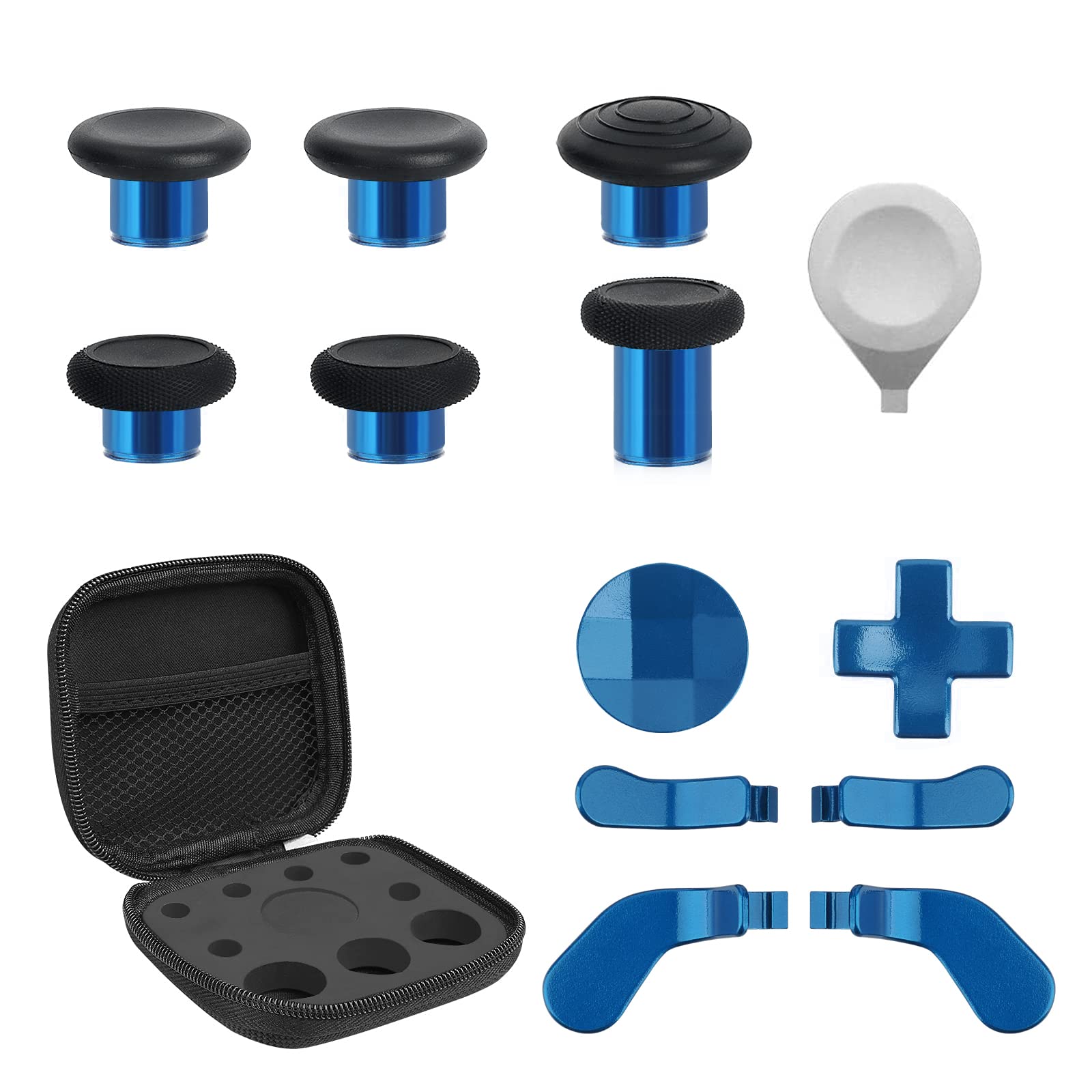 TOMSIN 13 in 1 Xbox Elite Series 2 Controller Accessories Replacement Pack,6 Metal Thumbsticks,2 D-pads,4 Paddles and 1 Adjuster for Xbox Elite Controller Series 2 Core Accessory Parts(Blue)