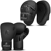 Kruzak Matte Boxing Gloves and Pads, Boxing Gloves Training Set for Kickboxing and Muay Thai MMA Training - Boxing Kit for Adults with Punching Pads for Martial Arts and Karate