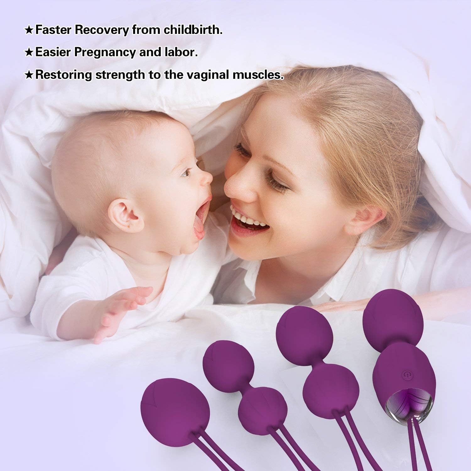 Kegel Exercise Weights - Kegel Balls Ben Wa Balls for Women Beginners & Advanced - Doctor Recommended Bladder Control & Pelvic Floor Exercises (Purple) (4pcs ke