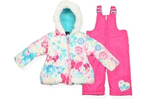 Arctic Quest Little Girls Bib Snow Pants and Ski Jacket Water-Resistant Snowsuit For Kids Winter Jacket For Girls