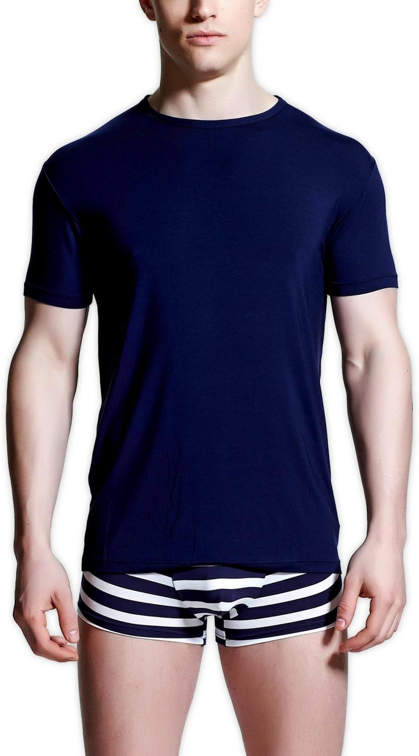 Men's SilkCut Crew Neck Undershirt, Wicks Away Sweat, Size Large, Navy