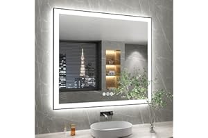 ISTRIPMF 40x38 Inch LED Bathroom Mirror with Black Frame, Backlit and Front Lighted Bathroom Mirrors for Wall, Anti-Fog, Dimmable, Memory, Shatterproof, LED Vanity Mirror for Bathroom
