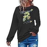 domirica Fashion Sweatshirt Elegant Long Sleeve Crewneck Loose Fit Sweatshirts For Women Retro Casual Wear Vacation Clothes