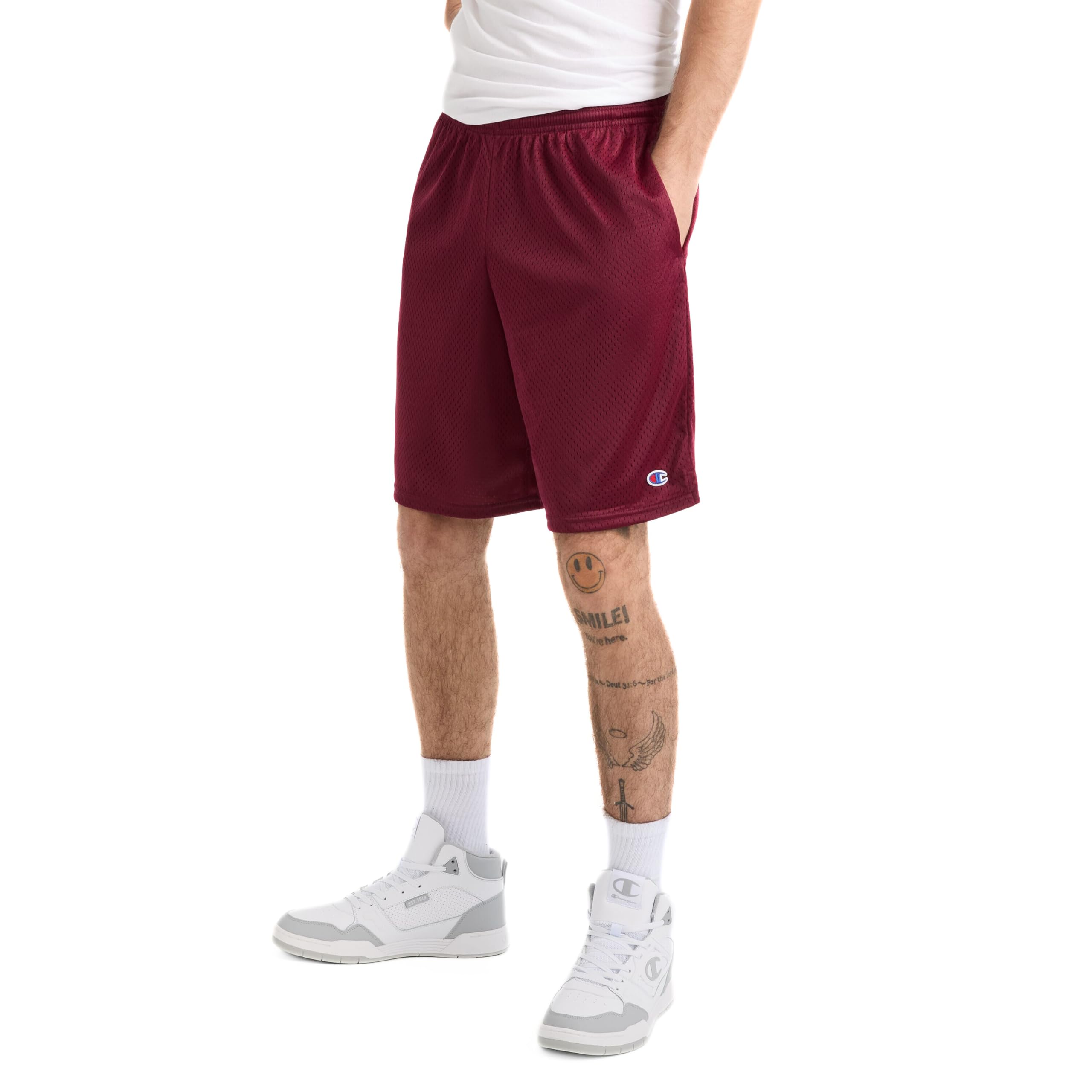 Champion mens 9" Mesh Short, C Logo Short, Bordeaux Red, Medium US